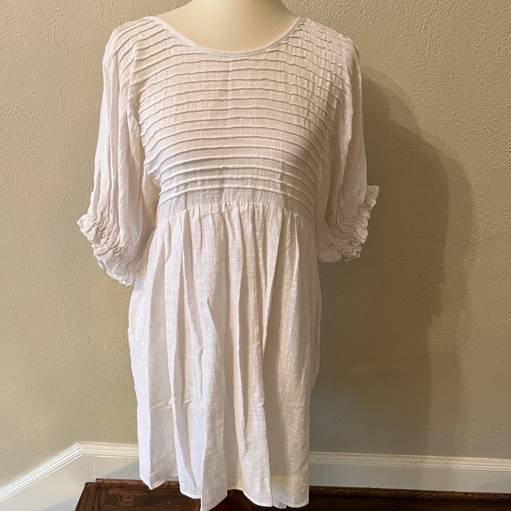 Cute lined white gauze summer dress